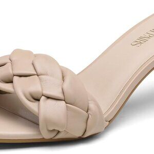 Women's Open Square Toe Kitten Heels Sandals Low Comfort Dress Party Shoes